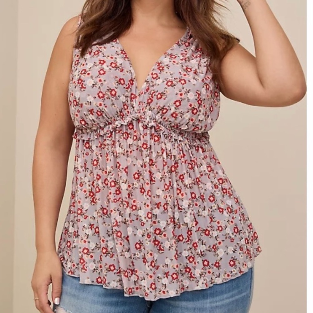 Babydoll Mesh V Neck Tank